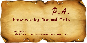 Paczovszky Annamária névjegykártya